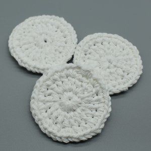 Hand Crafted Three small crochet cotton reusable round face pads